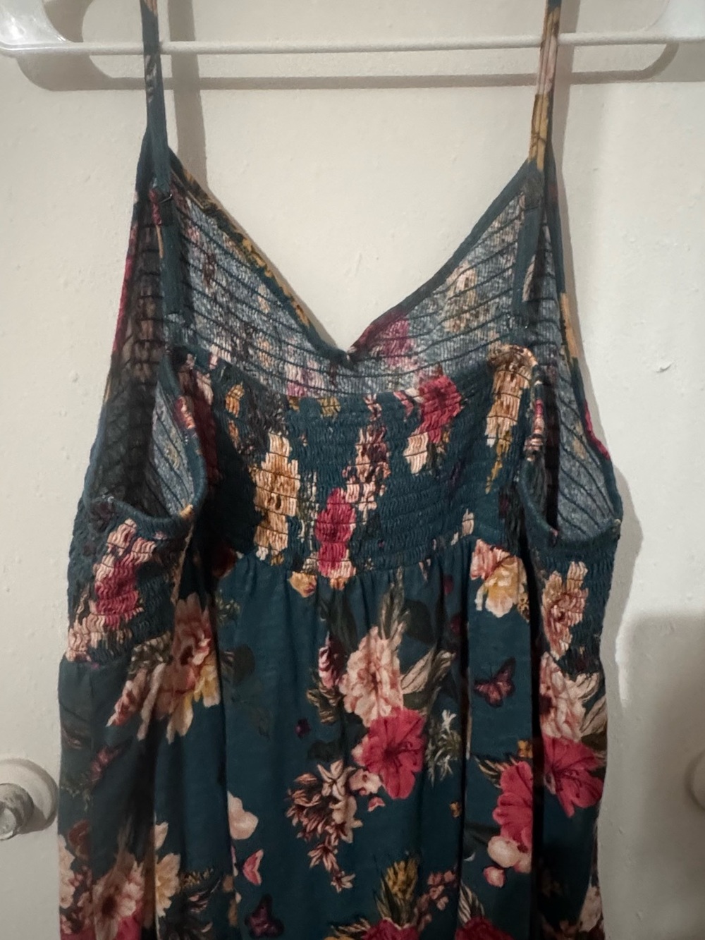 Torrid Green Floral Smocked Babydoll Top with adjustable straps. - Picture 4 of 5